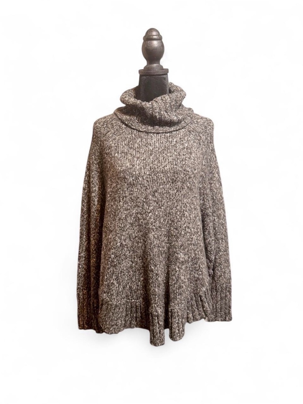 MICHAEL Michael Kors Marled Black-Gray Cowl Neck Sweater